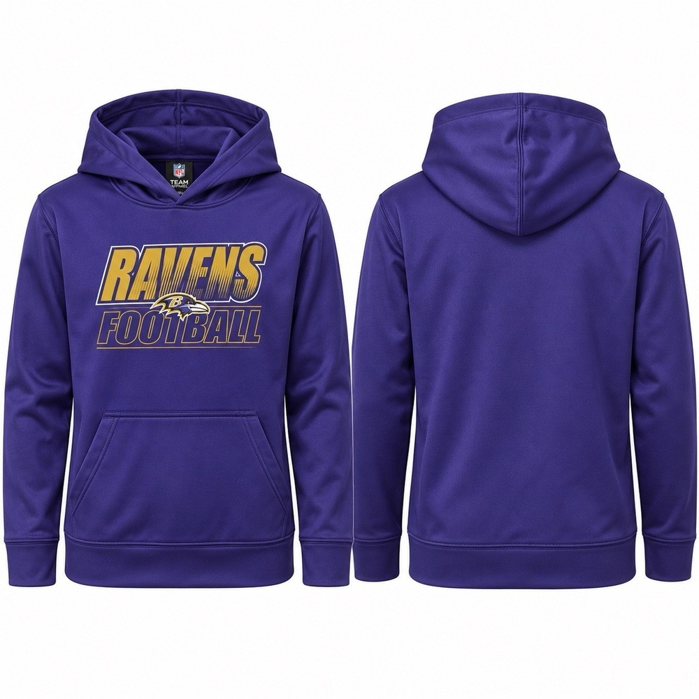 NFL Team Apparel Baltimore Ravens Youth L 14/16 Purple Football Hoodie 9K1B71AAD